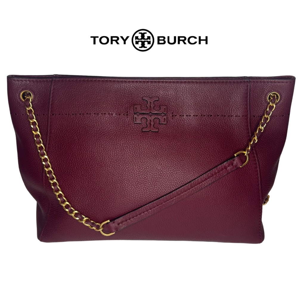 Tory Burch | McGraw Burgundy Pebbled Leather Shoulder Bag